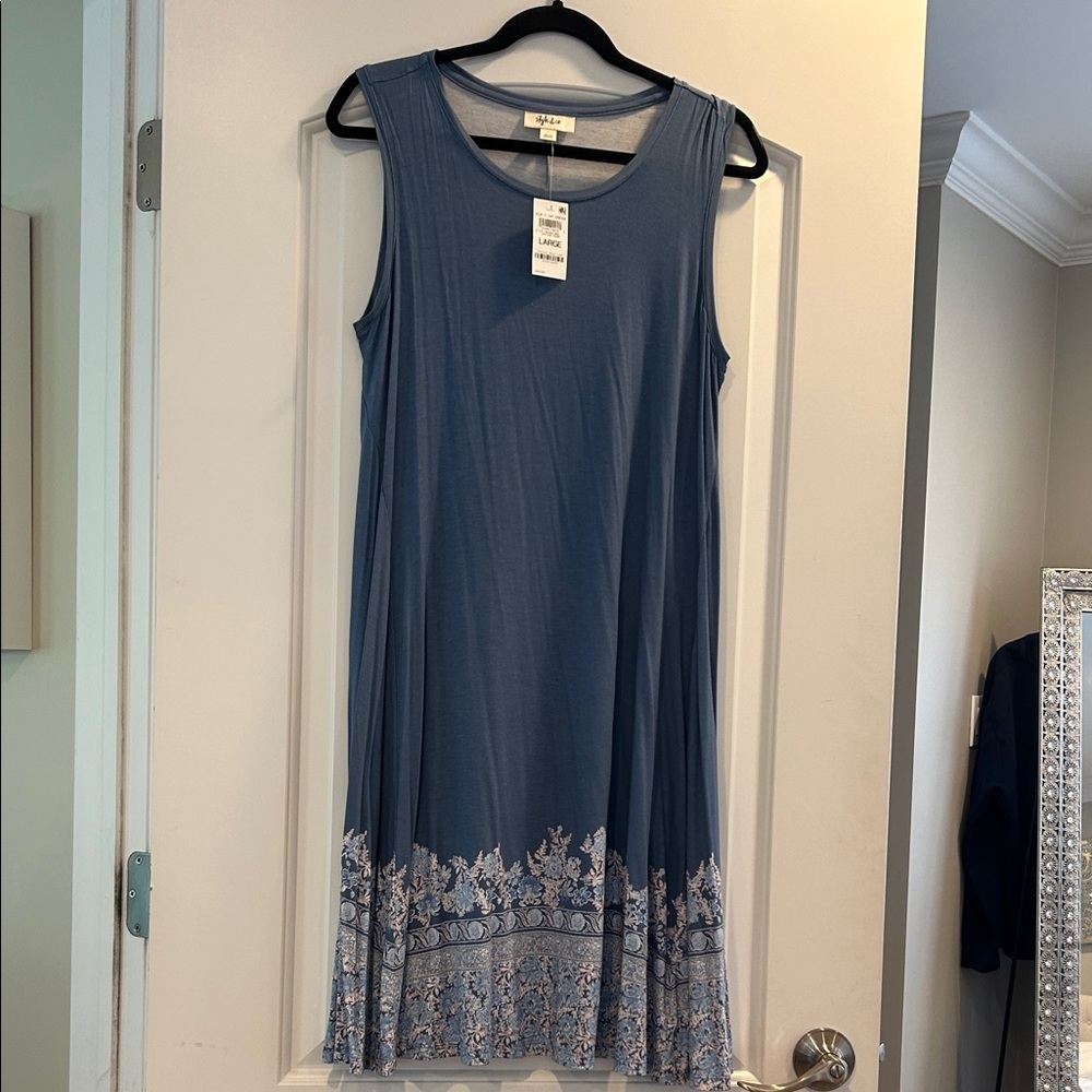 Style & Co. Women’s Blue Scoop Neck Sleeveless Dress